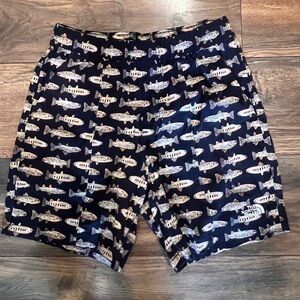 The North Face Fish Patterned Shorts - Dark Blue with fish